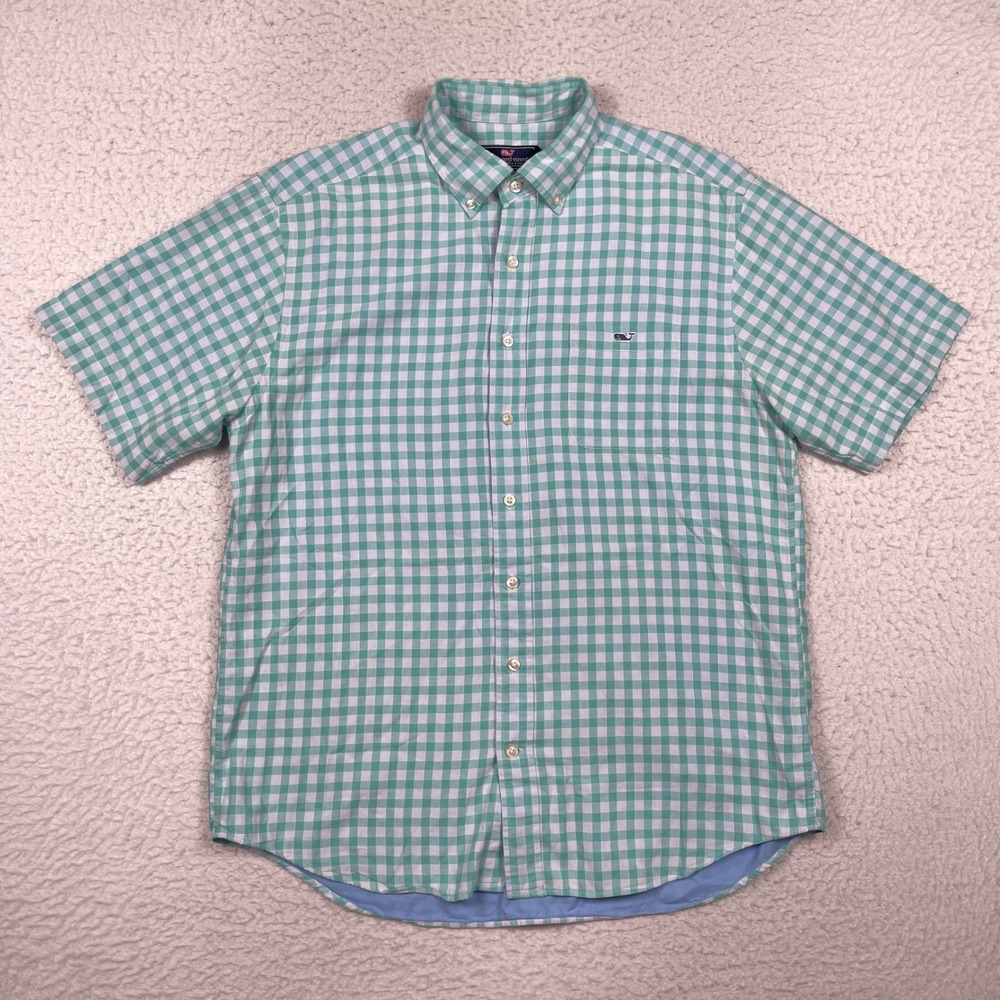 Vineyard Vines Button Down Mens L Green Tucker Shirt Gingham Preppy Coastal